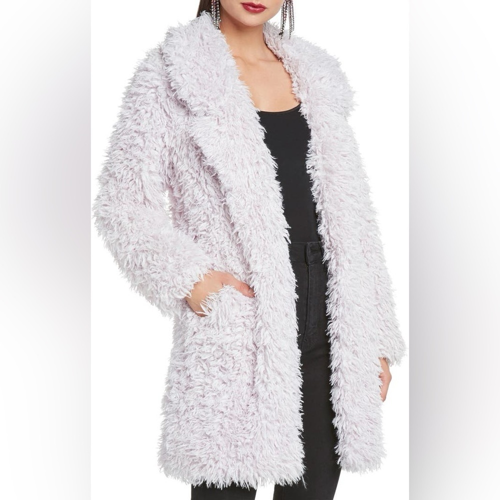 Willow & Clay Lilac Purple Faux Fur Shaggy Teddy Jacket Size Coat